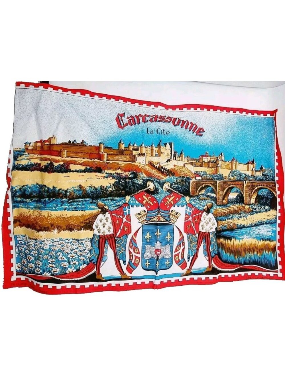 Carcassonne France Fabric Wall Hanging Souvenir La Cite 28x18